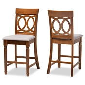 Baxton Studio Violet Modern and Contemporary Grey Fabric Upholstered and Walnut Brown Finished Wood 2-Piece Counter Height Pub Chair Set